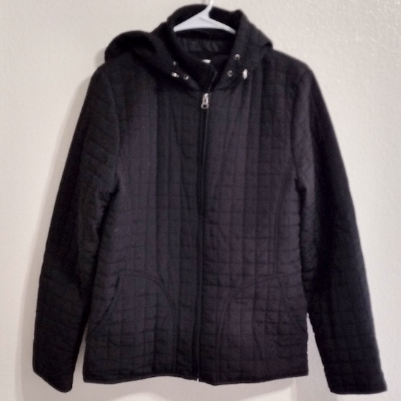 Larry Levine Sport Women's Small Black Quilted Hooded Zippered Jacket - Picture 3 of 14